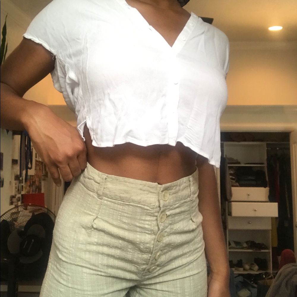 sage green cotton pants